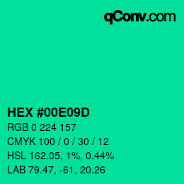 Color code: HEX #00E09D | qconv.com