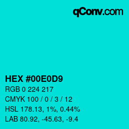 Color code: HEX #00E0D9 | qconv.com