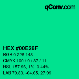Color code: HEX #00E28F | qconv.com
