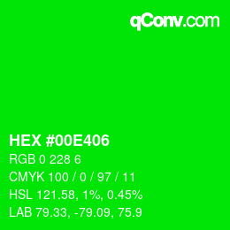 Código de color: HEX #00E406 | qconv.com
