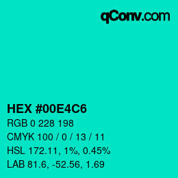 Color code: HEX #00E4C6 | qconv.com