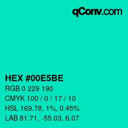 Color code: HEX #00E5BE | qconv.com