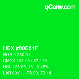 Color code: HEX #00E61F | qconv.com