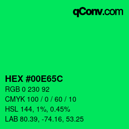Color code: HEX #00E65C | qconv.com