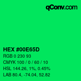 Color code: HEX #00E65D | qconv.com