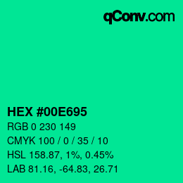 颜色代码: HEX #00E695 | qconv.com