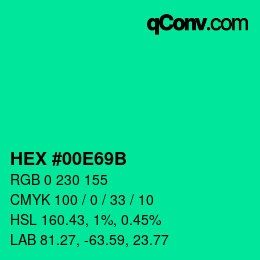 Color code: HEX #00E69B | qconv.com