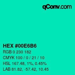 Color code: HEX #00E6B6 | qconv.com