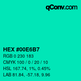 Color code: HEX #00E6B7 | qconv.com