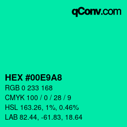 Color code: HEX #00E9A8 | qconv.com