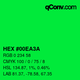 Color code: HEX #00EA3A | qconv.com