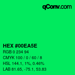 Farbcode: HEX #00EA5E | qconv.com