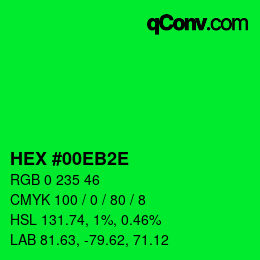 Color code: HEX #00EB2E | qconv.com