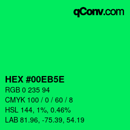 Código de color: HEX #00EB5E | qconv.com