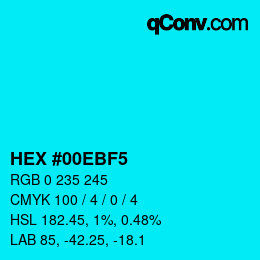 Color code: HEX #00EBF5 | qconv.com