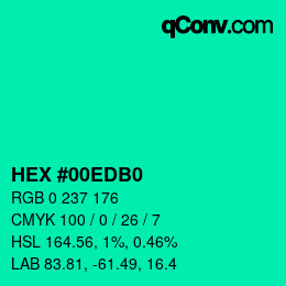 カラーコード: HEX #00EDB0 | qconv.com