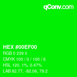 Color code: HEX #00EF00 | qconv.com