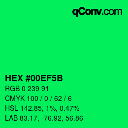 Color code: HEX #00EF5B | qconv.com