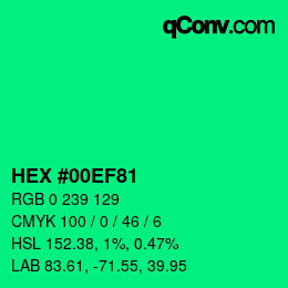 Color code: HEX #00EF81 | qconv.com