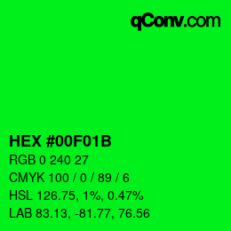 Color code: HEX #00F01B | qconv.com