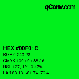 Color code: HEX #00F01C | qconv.com
