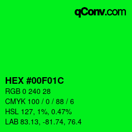 Color code: HEX #00F01C | qconv.com