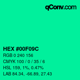 Color code: HEX #00F09C | qconv.com