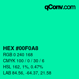 Color code: HEX #00F0A8 | qconv.com