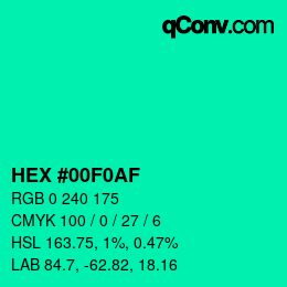 Color code: HEX #00F0AF | qconv.com