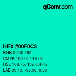 Color code: HEX #00F0C3 | qconv.com