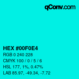 Color code: HEX #00F0E4 | qconv.com