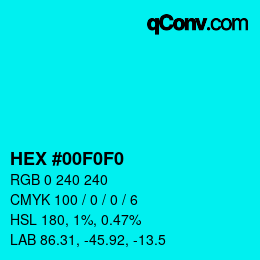 カラーコード: HEX #00F0F0 | qconv.com