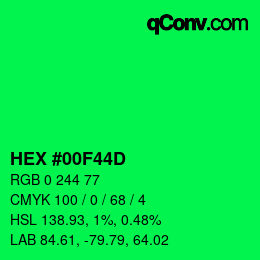 颜色代码: HEX #00F44D | qconv.com