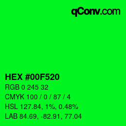 颜色代码: HEX #00F520 | qconv.com