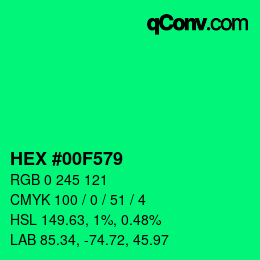 颜色代码: HEX #00F579 | qconv.com