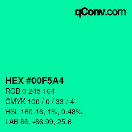 カラーコード: HEX #00F5A4 | qconv.com