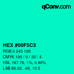 Color code: HEX #00F5C3 | qconv.com