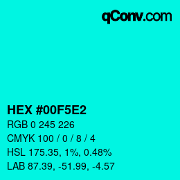 颜色代码: HEX #00F5E2 | qconv.com