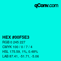 Color code: HEX #00F5E3 | qconv.com