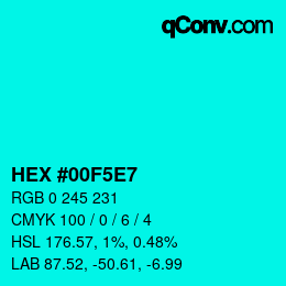 Color code: HEX #00F5E7 | qconv.com