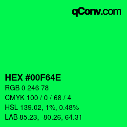 颜色代码: HEX #00F64E | qconv.com