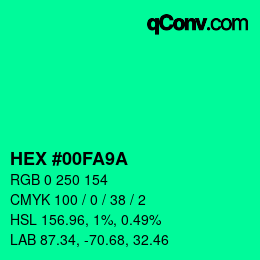 カラーコード: HEX #00FA9A | qconv.com