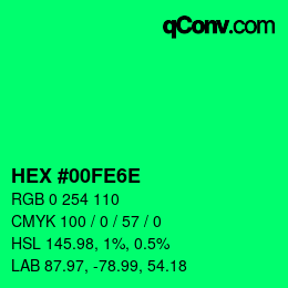 Color code: HEX #00FE6E | qconv.com
