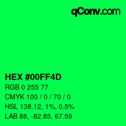 颜色代码: HEX #00FF4D | qconv.com