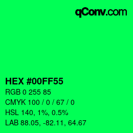 Color code: HEX #00FF55 | qconv.com