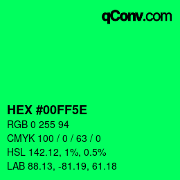 Color code: HEX #00FF5E | qconv.com