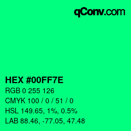 Color code: HEX #00FF7E | qconv.com
