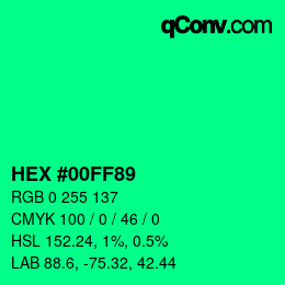 Color code: HEX #00FF89 | qconv.com
