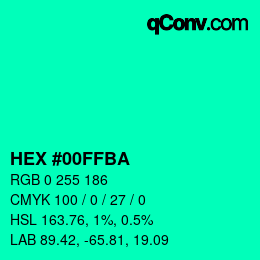 Farbcode: HEX #00FFBA | qconv.com