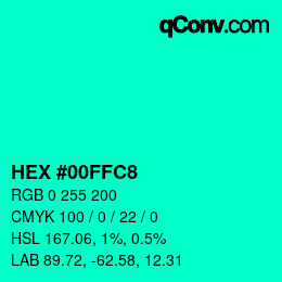 颜色代码: HEX #00FFC8 | qconv.com